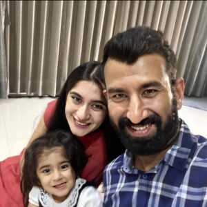 cheteshwar pujara wife pooja pabari & cheteshwar pujara daughter Aditi pujara